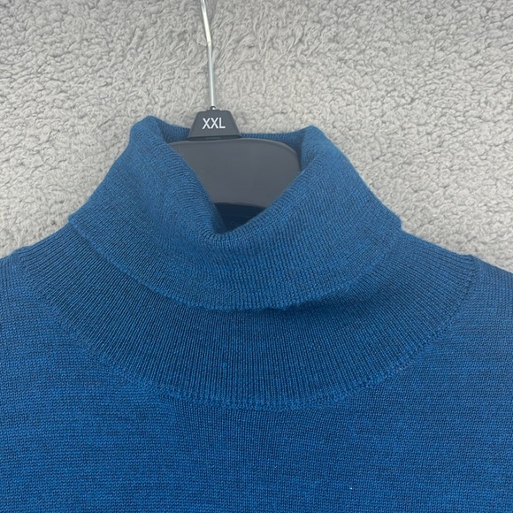 Express blue turtleneck long sleeve 100% Merino Wool sweater men’s small stretch - Picture 7 of 14